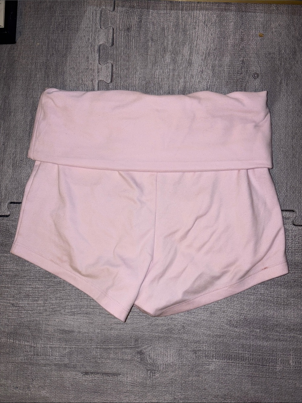 Fold-Over Waist Pink Women’s Fitted Mini Shorts